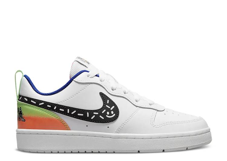 【 NIKE COURT BOROUGH LOW 2 GS 'WHITE BLACK PHOTON DUST' / WHITE BLACK WHITE PHOT...