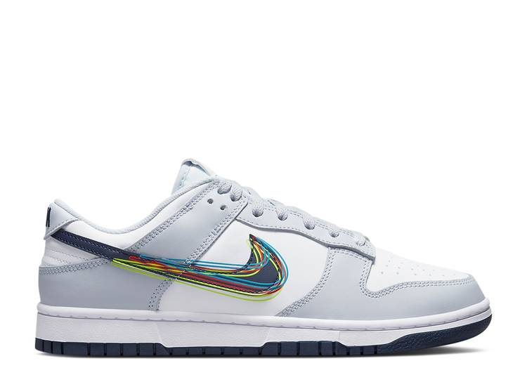 【 NIKE DUNK LOW '3D SWOOSH' / WHITE BLACKENED BLUE VOLT 】 ダンク 白色 ホワイト 青色 ブルー ダンクロー スニーカー メンズ ナイキ