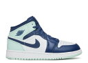 【 AIR JORDAN AIR JORDAN 1 MID GS 'BLUE MINT' / MYSTIC NAVY WHITE MINT FOAM 】 ナイキ ミッド 紺色 ネイビー 白色 ホワイト エアジョーダン ジュニア キッズ ベビー マタニティ スニーカー