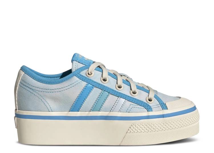 【 ADIDAS NIZZA PLATFORM J 'ACID WASH - ALMOST BLUE' / ALMOST BLUE SKY RUSH CHALK 】 アディダス 青色 ブルー スカイ ラッシュ ジュニア キッズ ベビー マタニティ スニーカー