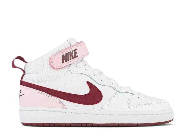  NIKE COURT BOROUGH MID 2 GS 'PINK FOAM' / WHITE PINK FOAM DARK BEETROOT   ...