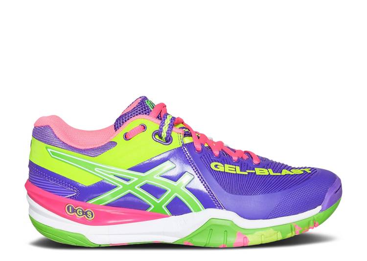 【 ASICS WMNS GEL BLAST 6 'PURPLE NEON GREEN' / PURPLE NEON GREEN FLASH YELLOW 】 ブラスト 紫 パープル 緑 グリーン 黄色 イエロー スニーカー レディース アシックス