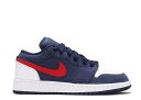 【 AIR JORDAN AIR JORDAN 1 LOW GS 'USA' / MIDNIGHT NAVY WHITE UNIVERSITY 】 ナイキ 紺色 ネイビー 白色 ホワイト エアジョーダン ジュニア キッズ ベビー マタニティ スニーカー