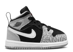 【 AIR JORDAN AIR JORDAN 1 MID SE TD 'ELEPHANT TOE' / BLACK WHITE LIGHT SMOKE GREY 】 ナイキ ミッド 黒色 ブラック 白色 ホワイト 灰色 グレー エアジョーダン ベビー