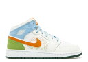 【 AIR JORDAN JORDAN 1 MID SE GS 'STITCH' / SAIL PSYCHIC BLUE VIVID GREEN 】 ナイキ ミ...