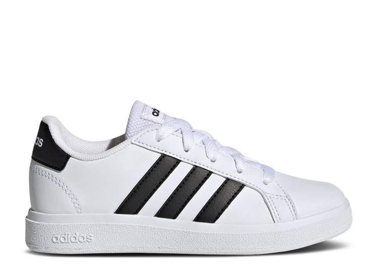 【 ADIDAS GRAND COURT 2.0 BIG KID 'WHITE BLACK' / CLOUD WHITE CORE BLACK CORE 】 ア...