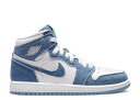 【 AIR JORDAN AIR JORDAN 1 RETRO HIGH OG PS 'DENIM' / WHITE WORN BLUE METALLIC GOLD 】 ナイキ ハイ 白色 ホワイト 青色 ブルー ゴールド エアジョーダン ジュニア キッズ ベビー マタニティ スニーカー