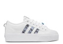 【 ADIDAS WMNS NIZZA PLATFORM 'SNAKESKIN - WHITE FOCUS BLUE' / FOOTWEAR WHITE FOCUS BLUE HALO 】 アディダス 白色 ホワイト 青色 ブルー スニーカー レディース