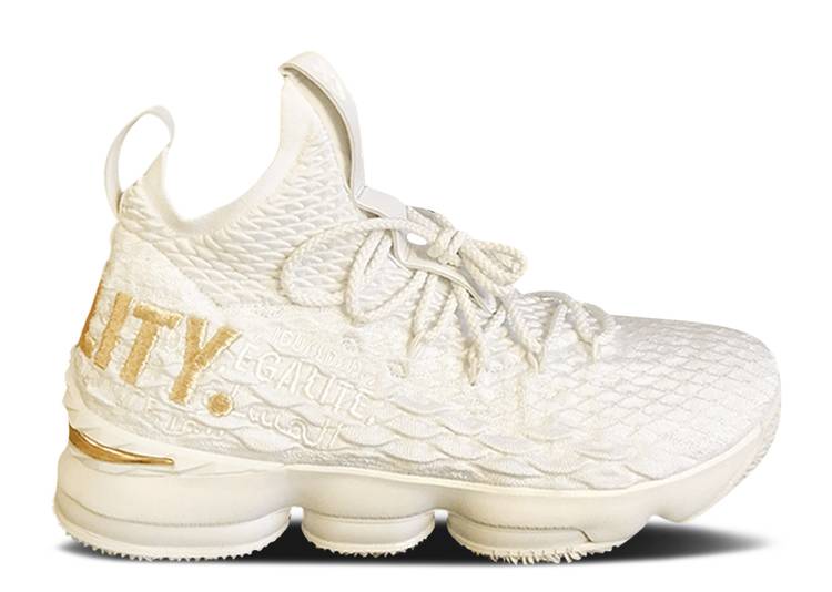 【 NIKE LEBRON 15 'EQUALITY' PE / BLACK WHITE GOLD 】 レブロン 黒色 ブラック 白色 ホワイト ゴー..