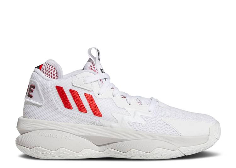 【 ADIDAS DAME 8 J 'DAME TIME - WHITE VIVID RED' / CLOUD WHITE VIVID RED CORE 】 アディダス タイム 白色 ホワイト 赤 レッド コア ジュニア キッズ ベビー マタニティ スニーカー