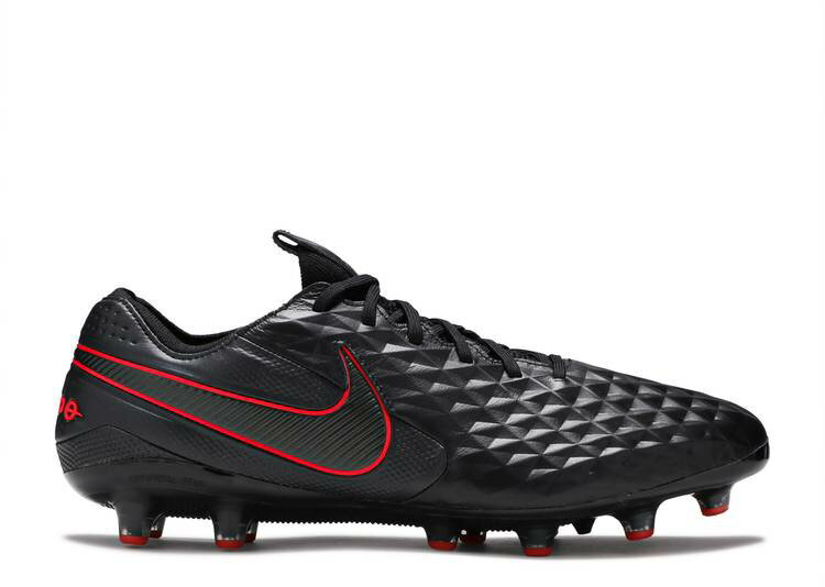 【 NIKE TIEMPO LEGEND 8 ELITE AG PRO 'BRED' / BLACK CHILE RED DARK SMOKE GREY 】 ティエンポ レジェンド エリート プロ 黒色 ブラック 赤 レッド 灰色 グレー スニーカー メンズ ナイキ