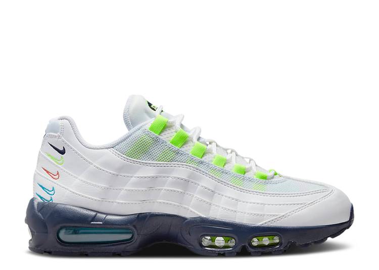 y NIKE AIR MAX 95 EC 'MULTI-COLOR SWOOSH' / WHITE VOLT FOOTBALL GREY z }bNX F zCg DF O[ GA}bNX 'MULTICOLOR Xj[J[ Y iCL