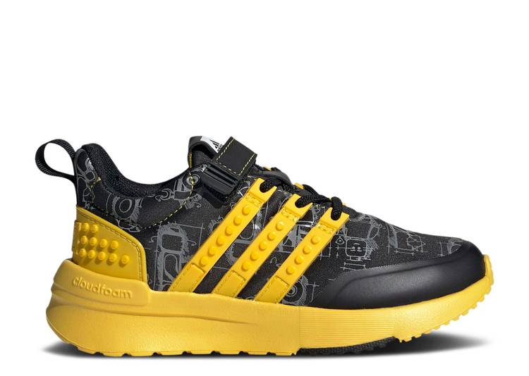 【 ADIDAS LEGO X RACER TR LITTLE KID 'BLACK EQUIPMENT YELLOW' / CORE BLACK EQUIPMENT YELLOW 】 アディダス コア 黒色 ブラック 黄色 イエロー ジュニア キッズ ベビー マタニティ スニーカー