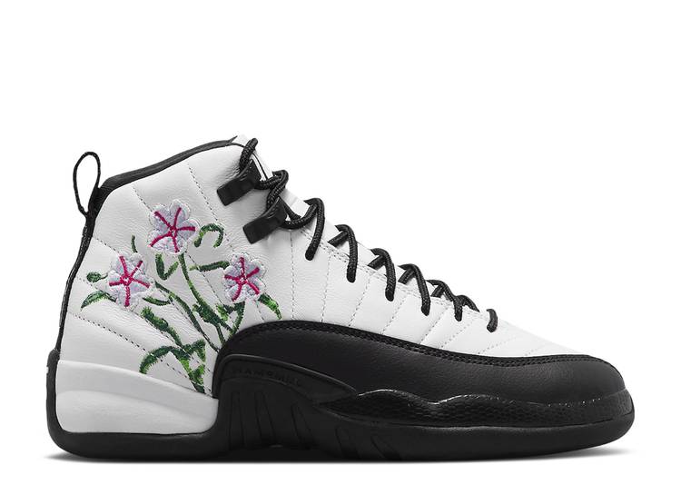  AIR JORDAN JORDAN 12 RETRO GS 'FLORAL' / WHITE BLACK VIVID GREEN LAV...