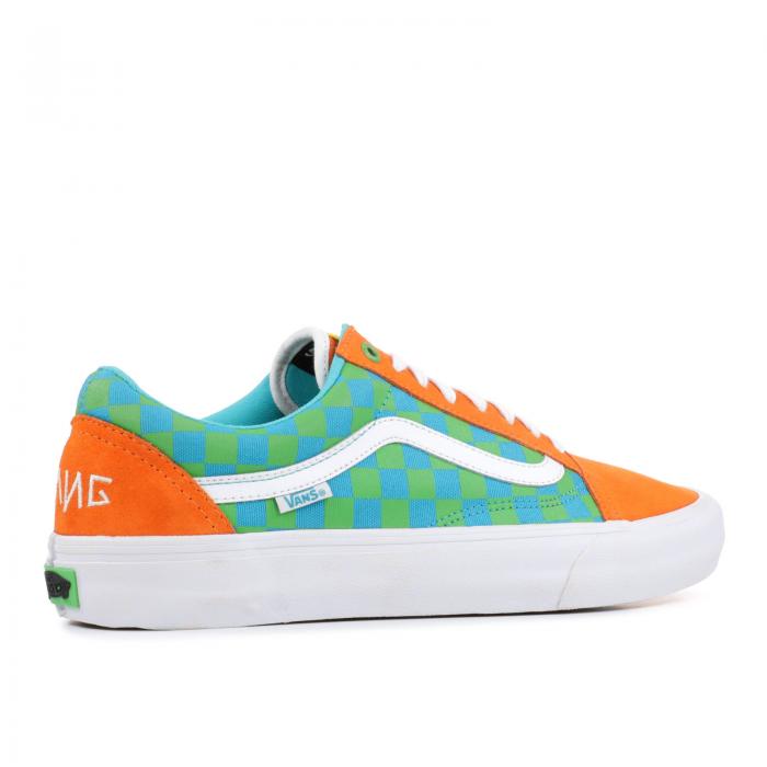 ヴァンズ VANS バンズ プロ 橙 オレンジ 青色 ブルー 緑 グリーン オールドスクール 'GOLF WANG' スニーカー メンズ 【 VANS ORANGE GREEN PRO BLUE 】