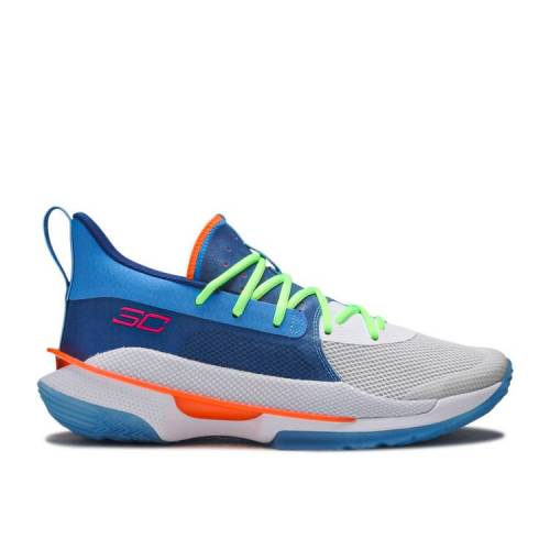 【 UNDER ARMOUR CURRY 7 'SUPER SOAKER' / WATER WHITE AMERICAN BLUE 】 カリー 白色 ホワイト 青色 ブルー アンダーアーマー スニーカー メンズ