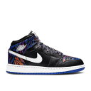 【 AIR JORDAN JORDAN 1 MID SE GS 'TIGER STRIPE' / BLACK BLACK WHITE RUSH ...