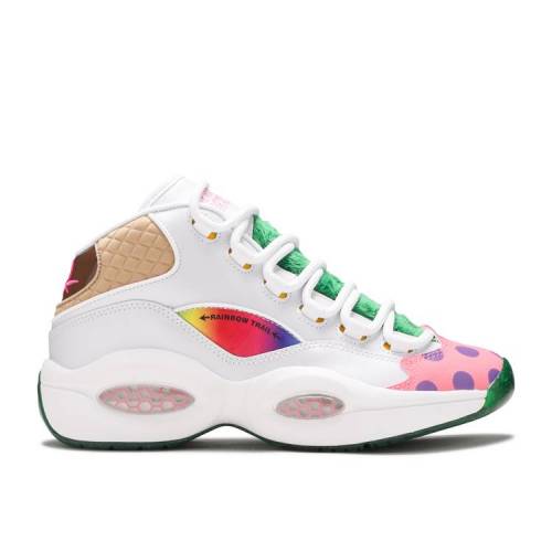 【 REEBOK HASBRO X QUESTION MID BIG KID 'CANDY LAND' / WHITE PIXIE PINK GOAL GREEN 】 リーボック クエスチョン ミッド 白色 ホワイト ピンク 緑 グリーン クエスチョンミッド ジュニア キッズ ベビー マタニテ 1