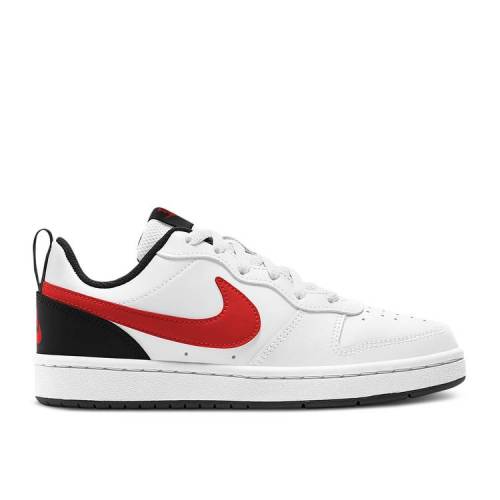 【 NIKE COURT BOROUGH LOW 2 GS 'WHITE UNIVERSITY RED' / WHITE BLACK UNIVERSITY RE...
