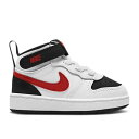 【 NIKE COURT BOROUGH MID 2 TD 'WHITE UNIVERSITY RED' / WHITE BLACK UNIVERSITY RED 】 コート ミッド 白色 ホワイト 黒色 ブラック 赤 レッド コートバーロウ ベビー ナイキ