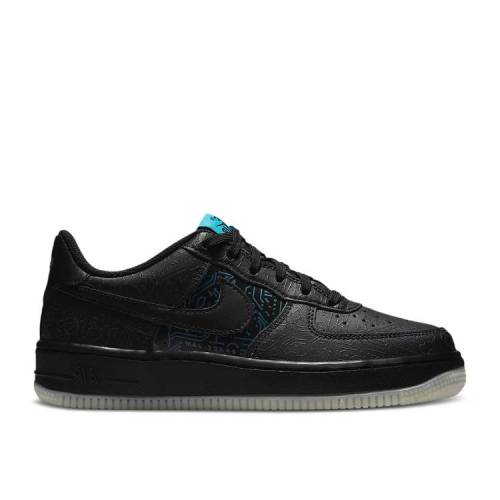 【 NIKE SPACE JAM X AIR FORCE 1 '06 GS 'COMPUTER CHIP' / BLACK LIGHT BLUE FURY BLACK 】 ジャム 黒色 ブラック 青色 ブルー スペースジャム エアフォース ジュニア キッズ ベビー マタニティ スニーカー ナイキ