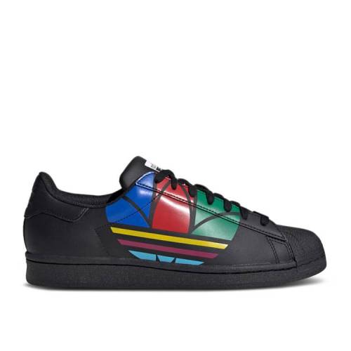 【 ADIDAS SUPERSTAR PURE 'COLORFUL TREFOIL - CORE BLACK' / CORE BLACK RED BLUE 】 アディダス スーパースター ピュア トレフォイル コア 黒色 ブラック 赤 レッド 青色 ブルー スニーカー メンズ