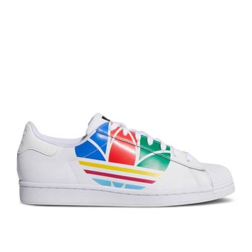 【 ADIDAS SUPERSTAR PURE 'COLORFUL TREFOIL - CLOUD WHITE' / CLOUD WHITE RED BLUE 】 アディダス スーパースター ピュア トレフォイル 白色 ホワイト 赤 レッド 青色 ブルー スニーカー メンズ