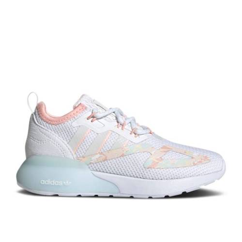 【 ADIDAS ZX 2K LITTLE KID 'WHITE HAZE CORAL' / CLOUD WHITE CLOUD WHITE HAZE 】 アディダス 白色 ホワイト ジュニア キッズ ベビー マタニティ スニーカー