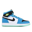 エアジョーダン AIR JORDAN ハイ 青色 ブルー 白色 ホワイト 緑 グリーン エアジョーダン 'BLUE LAGOON' ジュニア キッズ 【 GREEN 1 RETRO HIGH BG BLUE LAGOON WHITE GLOW VOLT 】 【送料無料・関税込み・追加