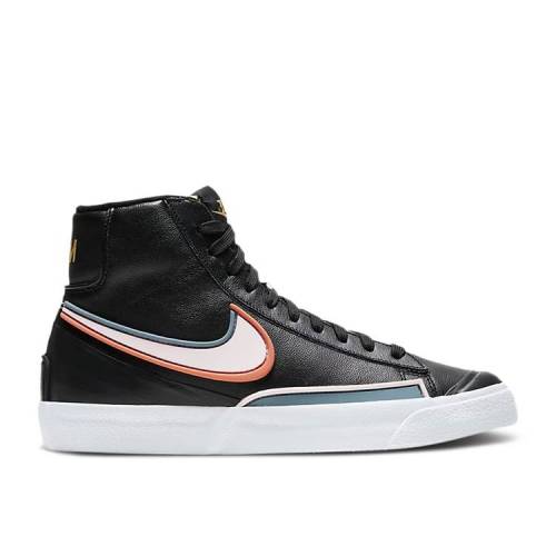 【 NIKE WMNS BLAZER MID '77 'INFINITE BLACK' / BLACK OZONE BLUE HEALING ORANGE 】 ブレイザー ミッド 黒色 ブラック 青色 ブルー 橙 オレンジ スニーカー レディース ナイキ