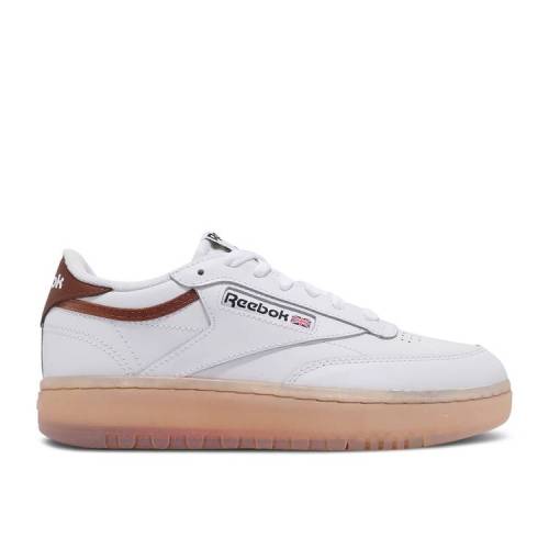 【 REEBOK WMNS CLUB C DOUBLE 'WHITE BROWN' / WHITE BLACK BROWN 】 リーボック クラブ 白色 ホワイト 黒色 ブラック 茶色 ブラウン スニーカー レディース