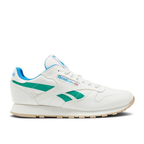 【 REEBOK CLASSIC LEATHER GROW 'CHALK COURT GREEN' / CHALK COURT GREEN HORIZON BLUE 】 リーボック クラシック レザー コート 緑 グリーン 青色 ブルー スニーカー メンズ