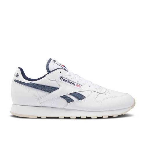 【 REEBOK CLASSIC LEATHER 'WHITE DENIM' / WHITE VECTOR NAVY STUCCO 】 リーボック クラシック レザー 白色 ホワイト 紺色 ネイビー スニーカー メンズ