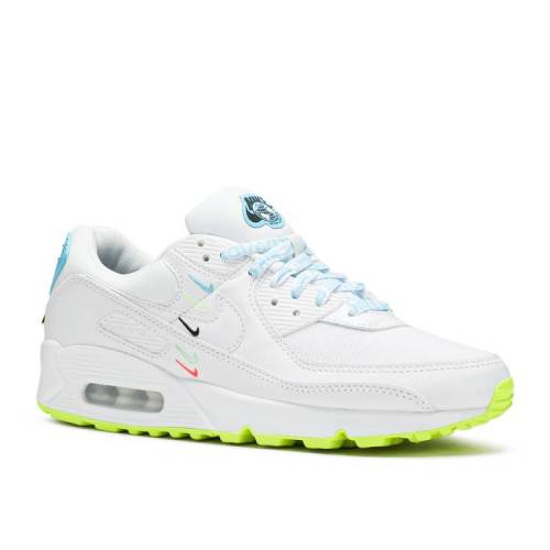 【 NIKE WMNS AIR MAX 90 SE 'WORLDWIDE PACK' / WHITE WHITE BLUE FURY VOLT 】 ...