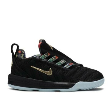 ナイキ NIKE レブロン 黒色 ブラック 'WATCH THRONE' ジュニア キッズ 【 NIKE LEBRON 16 KC PS THE BLACK METALLIC GOLDROSE FROST 】