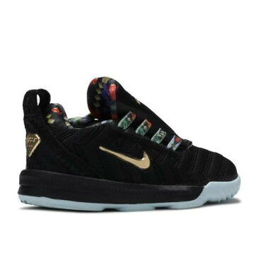 ナイキ NIKE レブロン 黒色 ブラック 'WATCH THRONE' ジュニア キッズ 【 NIKE LEBRON 16 KC PS THE BLACK METALLIC GOLDROSE FROST 】