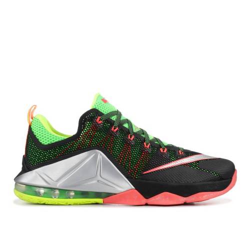 ナイキ NIKE レブロン 黒色 ブラック 緑 グリーン 'REMIX' スニーカー メンズ 【 GREEN NIKE LEBRON 12 LOW BLACK STRIKEVOLTMETALLIC SILVERHOT LAVA 】