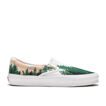 ヴァンズ VANS バンズ ボルト クラシック スリッポン 白色 ホワイト 緑 グリーン 'TREESCAPE' スニーカー メンズ 【 VANS SLIPON GREEN KITH X VAULT OG CLASSIC LX WHITE 】