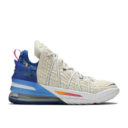 【 NIKE LEBRON 18 'LOS ANGELES BY DAY' / LIGHT CREAM GAME ROYAL SPIRAL 】 レブロン クリーム ゲーム 'ロサンゼルス ゲームロイヤル 青 ブルー スニーカー メンズ ナイキ