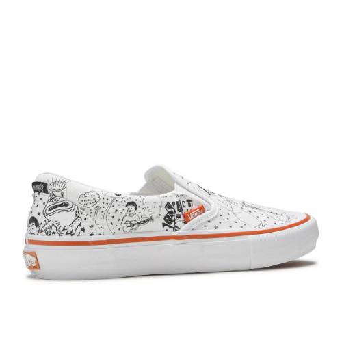 ヴァンズ VANS バンズ スリッポン プロ 白色 ホワイト 黒色 ブラック 'DOODLES' スニーカー メンズ 【 VANS SLIPON NOCOMPLY X DANIEL JOHNSTON PRO TRUE WHITE BLACK 】