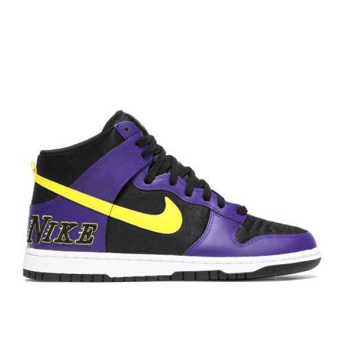 【 NIKE DUNK HIGH PREMIUM EMB 'LAKERS' / BLACK OPTI YELLOW COURT PURPLE 】 ダンク ハイ ...