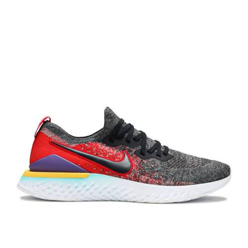 【 NIKE EPIC REACT FLYKNIT 2 'BLACK UNIVERSITY RED' / BLACK BLACK HYPER JADE 】 エピック リアクト フライニット 黒色 ブラック 翡翠 ジェード スニーカー メンズ ナイキ