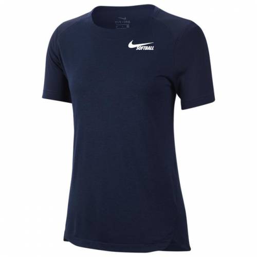 ナイキ NIKE ドライフィット 半袖 Tシャツ プラクティス 紺色 ネイビー 白色 ホワイト レディース 【 DRIFIT NIKE S SOFTBALL PRACTICE TOP NAVY WHITE 】