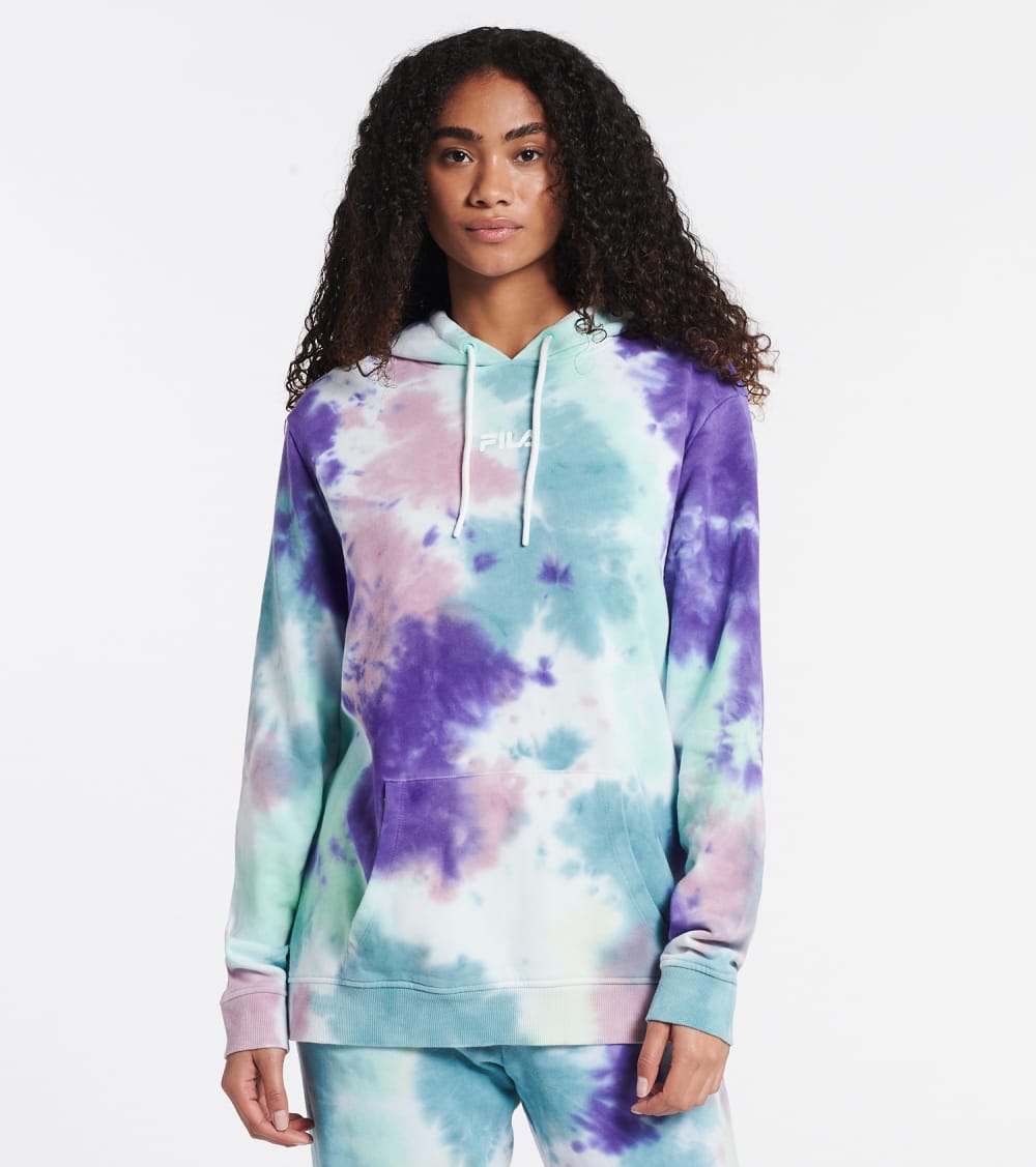 フィラ フーディー パーカー 青色 ブルー ネクタイ レディース 【 FILA AEROLYNN HOODIE ARUBA BLUE TIE DYE 】