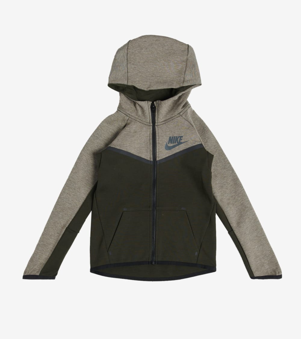 ナイキ テック フリース フーディー パーカー ヘザー ジップフーディー ジュニア キッズ 【 HEATHER NIKE BOYS TECH FLEECE FULL DARK STUCCO 】