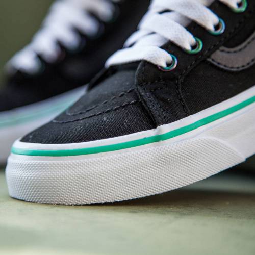 ヴァンズ バンズ スケートハイ スリム スニーカー レディース 【 VANS SLIM WOMEN SK8HI ZIP IRIDESCENT EYELETS BLACK 】