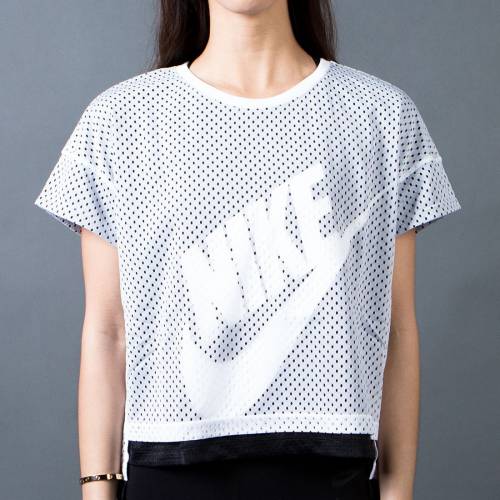 iCL Nbv TVc F ubN fB[X y NIKE WOMEN MESH CROP TEE (WHITE / BLACK WHITE) COLOR z fB[Xt@bV gbvX Jbg\[