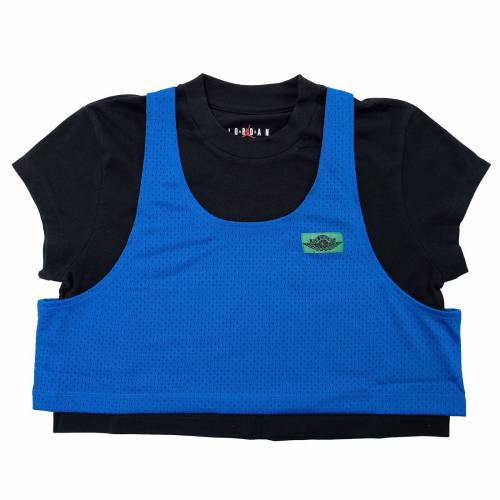 ナイキ ジョーダン Tシャツ ゲーム ゲームロイヤル 青 ブルー レディース 【 GAME JORDAN WOMEN X ALEALI MAY LAYERED TOP TEE BLACK PINE GREEN 】