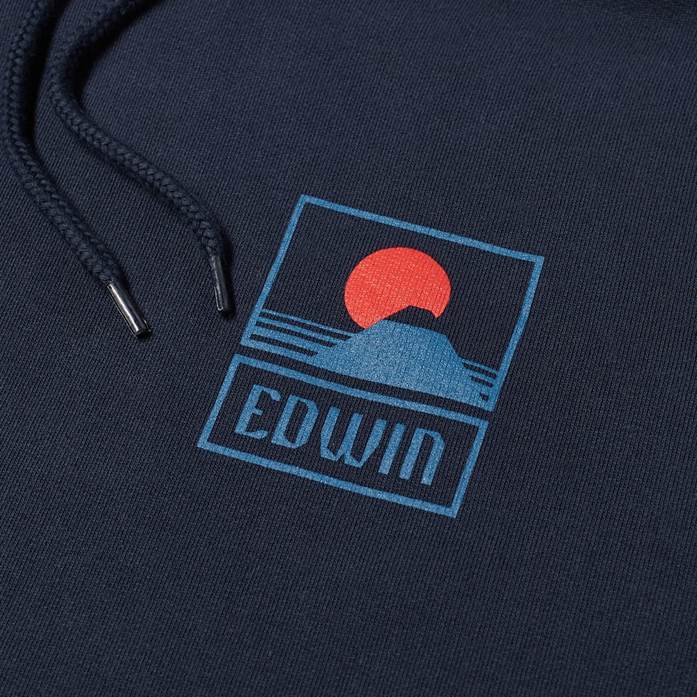 エドウイン フーディー パーカー 紺色 ネイビー ブレイザー メンズ 【 EDWIN SUNSET MT FUJI POPOVER HOODY NAVY BLAZER 】
