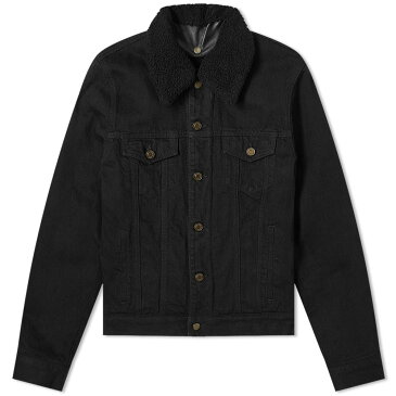 SAINT LAURENT デニム 黒 ブラック 【 BLACK SAINT LAURENT SHEARLING DENIM JACKET WORN 】 メンズファッション コート ジャケット